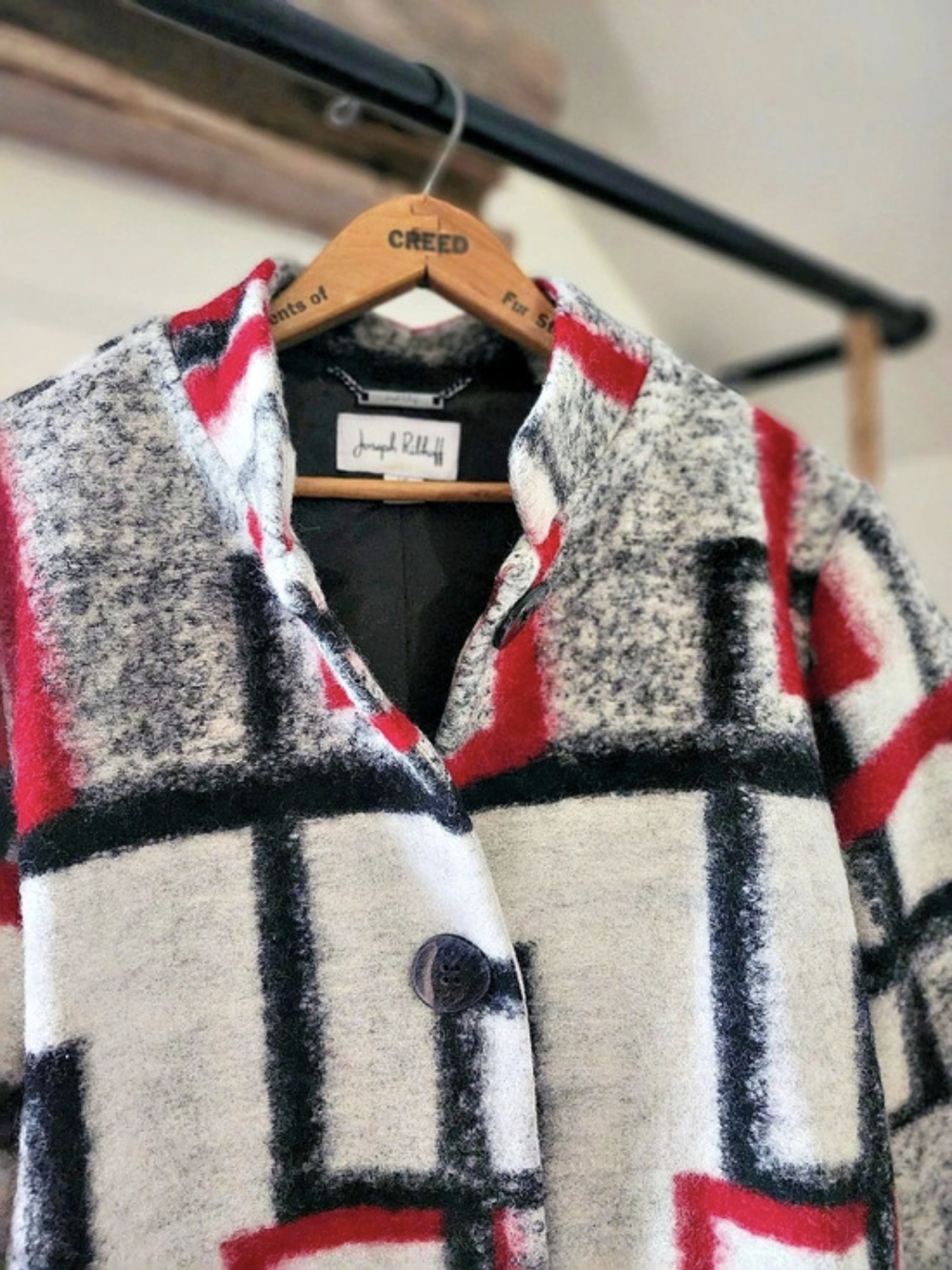 Joseph Ribkoff Geometric Plaid Swing Jacket - Picture 2 of 4
